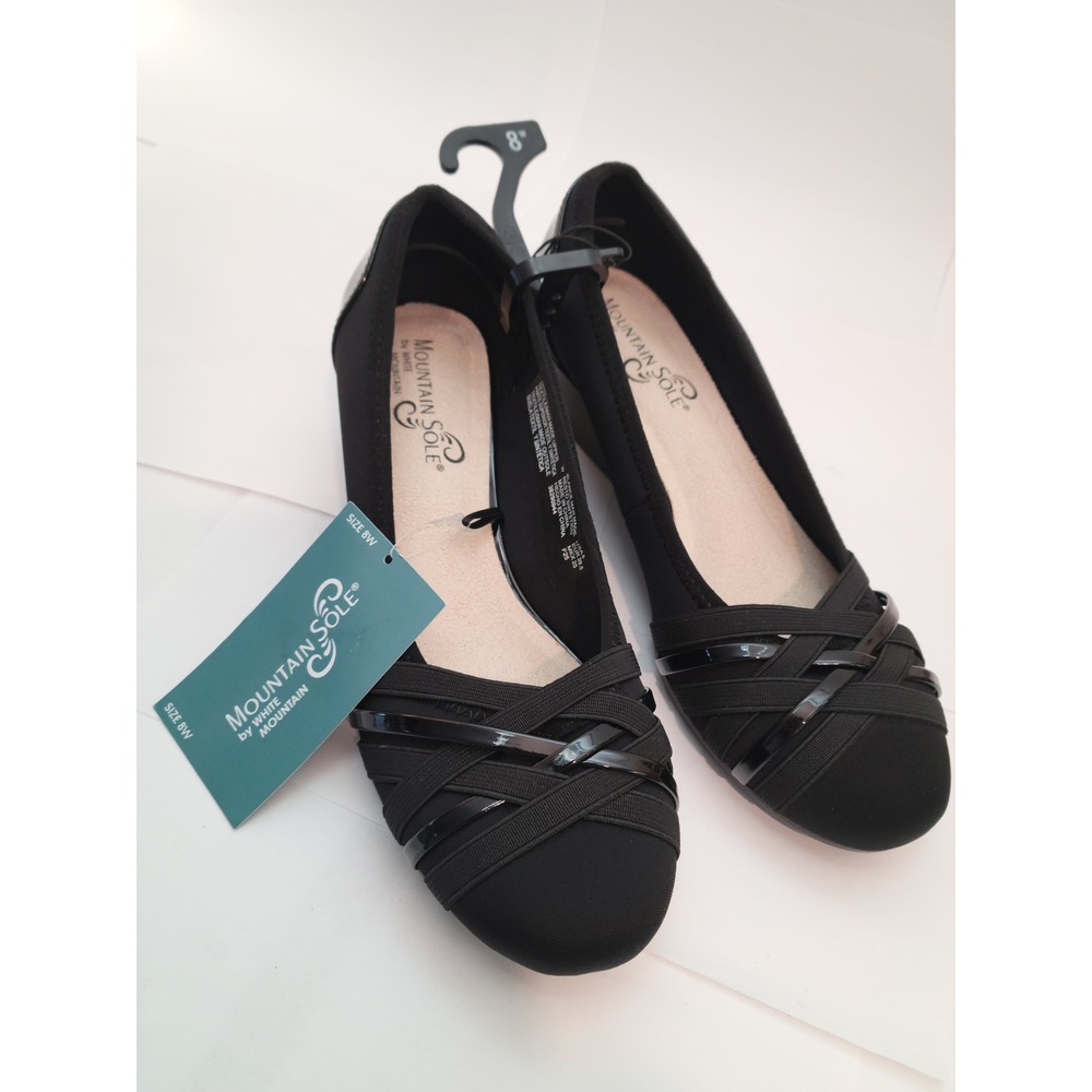 Mountain Sole MS Ballet WW Women Black Low Wedge Wide Width Shoes 8W 674946354